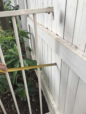 unsecure fence, climbable rails and large gap